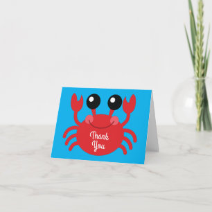 Crab Birthday Party Cute Cartoon Kids Card