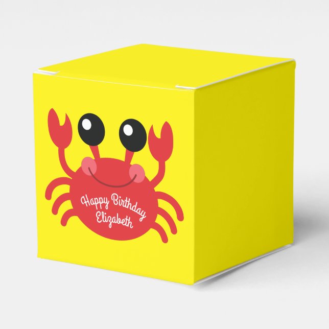 Crab Birthday Party Cute Cartoon Kids Favour Box (Front Side)