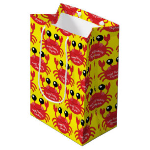 Crab Birthday Party Cute Cartoon Kids Medium Gift Bag
