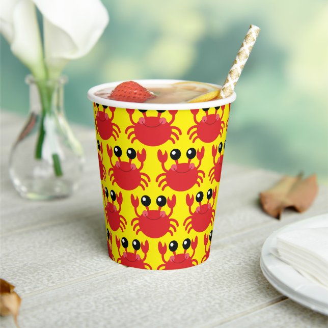 Crab Birthday Party Cute Cartoon Kids Paper Cups (Insitu)