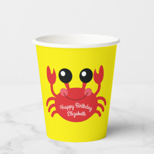 Crab Birthday Party Cute Cartoon Kids Paper Cups