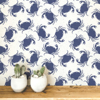 Crab Blue and White Coastal Pattern