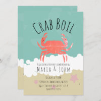 Crab Boil Party  Baby Shower Beach Invitation