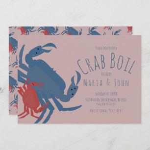 Crab Boil Party Birthday Dinner Crawfish Pink Invitation