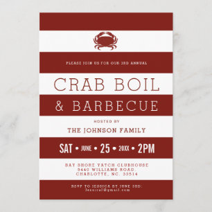 Crab Boil Red White Invitations