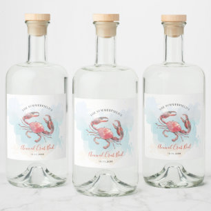 Crab Boil Seafood Summer Party Watercolor Liquor Bottle Label