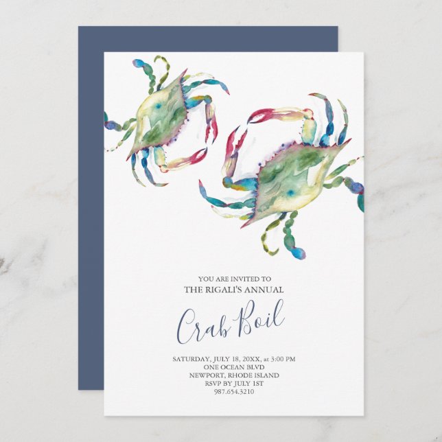 Crab Boil Summer Party Invitation (Front/Back)