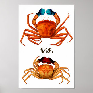 Crab Boxing Gloves Vintage Sport Humor Surreal Poster