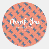 Crab Broil Boil Red Blue Pattern Wedding Thank You