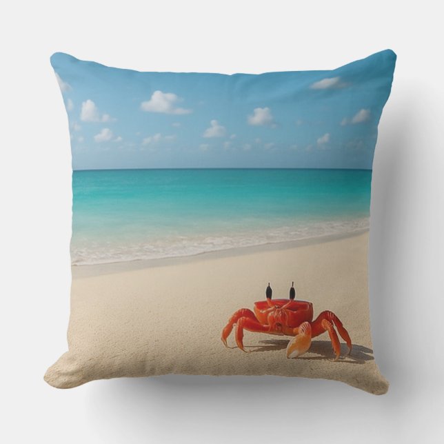 Crab by the Coast – Outdoor Throw Pillow (Front)