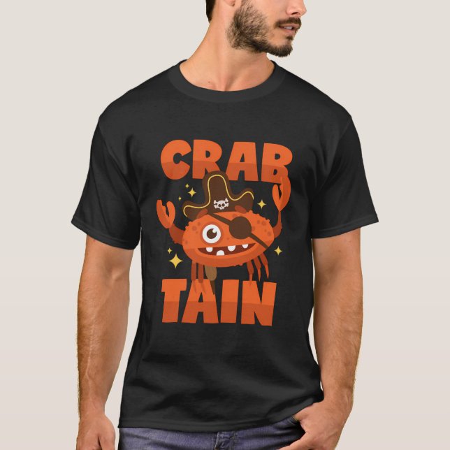 Crab Captain Crawfish Pun Pirate T-Shirt (Front)