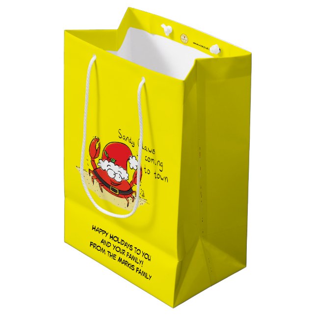 Crab Christmas Beach Tropical Funny Medium Gift Bag (Front Angled)