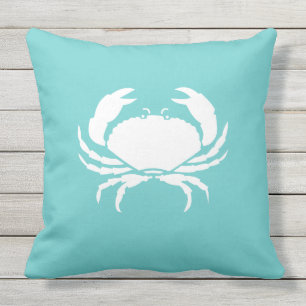 CRAB / crabby  teal sea blue pillow