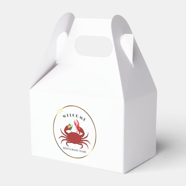 crab crawfish clam seafood welcome restaurant logo favour box (Front Side)