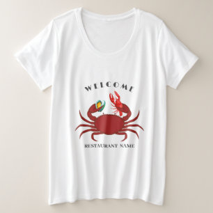 crab crawfish clam seafood welcome restaurant logo plus size T-Shirt