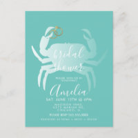 Crab Crustacean Teal Ocean Bridal Shower