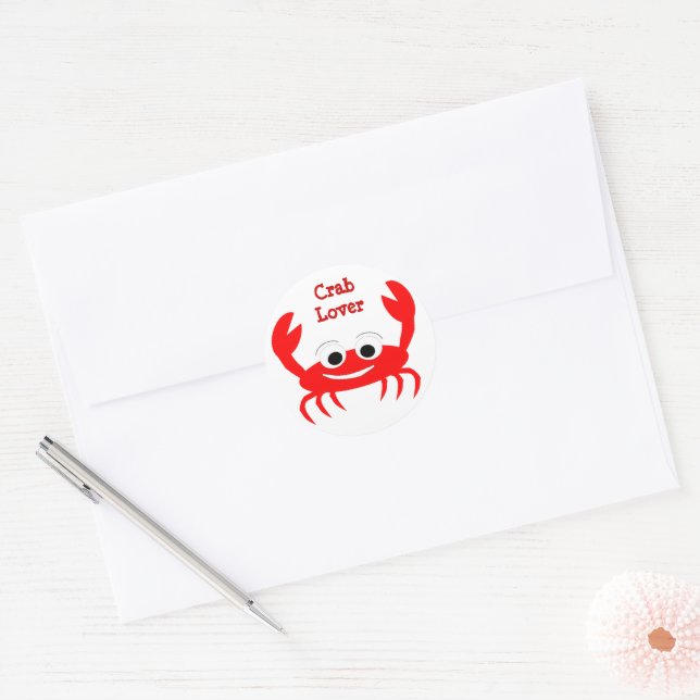 Crab Design Classic Round Sticker (Envelope)