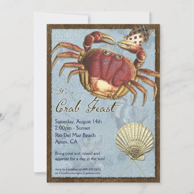 Crab Feast Party - Beach At the Shore Invitation (Front)