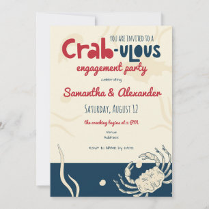 Crab Feast Seafood Boil Engagement Party Invitation