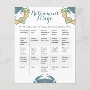 Crab Feast-Watercolor Blue Crabs, Retirement Bingo