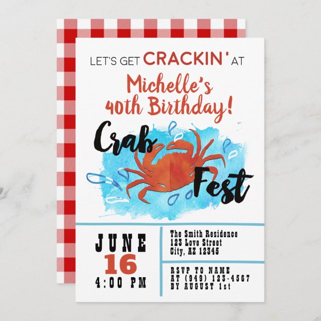 Crab Fest Boil Nautical Birthday Invite (Front/Back)