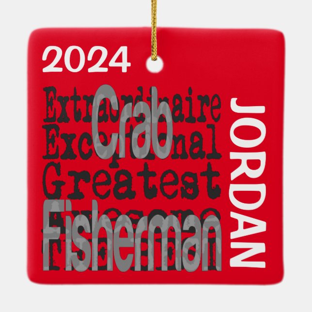 Crab Fisherman Extraordinaire CUSTOM Ceramic Ornament (Back)