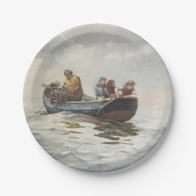 Crab Fishing (by Winslow Homer) Paper Plate (Front)