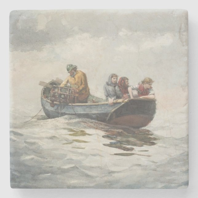 Crab Fishing (by Winslow Homer) Stone Coaster (Front)