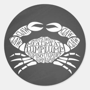 Crab fishmonger fisherman butcher meat cuts art classic round sticker