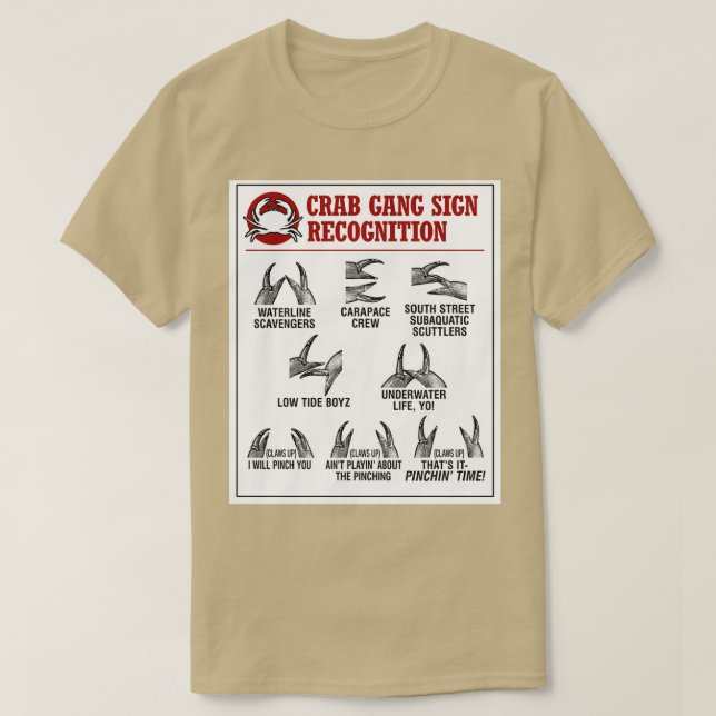 Crab Gang Signs Chart C 1 T-Shirt (Design Front)