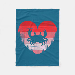 Crab heart love valentines day vintage retro sunse fleece blanket