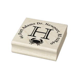 Crab Icon Monogram Address Rubber Stamp
