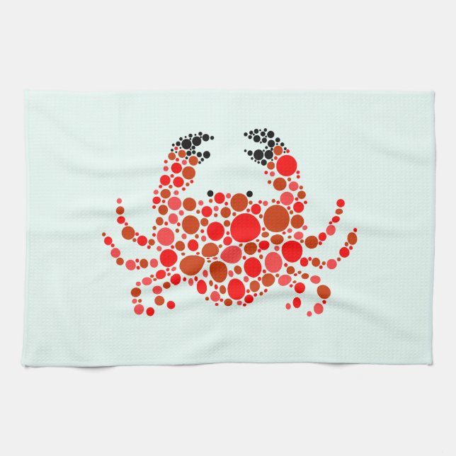 Crab In Dots Tea Towel (Horizontal)