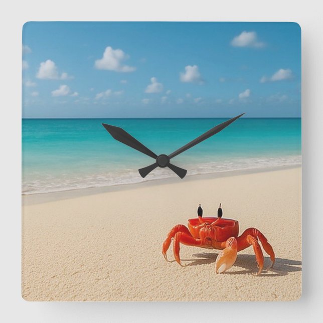 Crab in Focus – Square Wall Clock (Front)