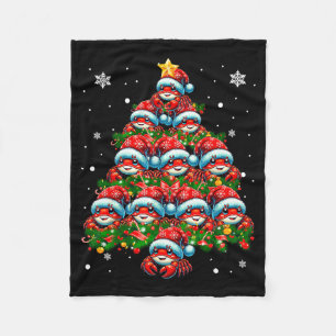 Crab Lighting Xmas Holiday Santa Crab Christmas Tr Fleece Blanket