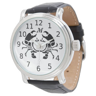 Crab Monogram in a Black Stencil Style Watch