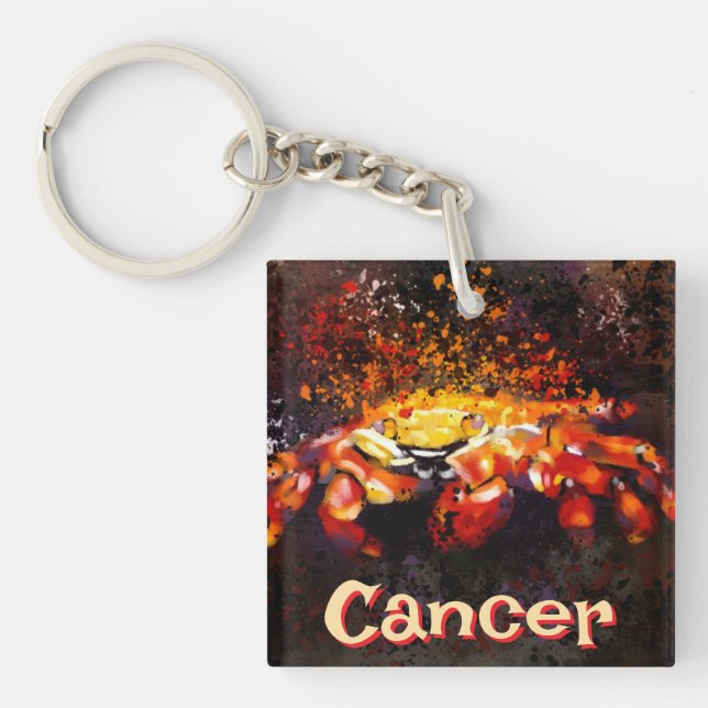 Crab Nautical Coastal Beach Cancer Personalised Key Ring (Front)