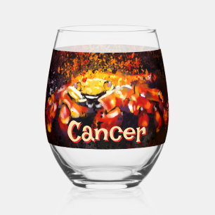 Crab Nautical Coastal Beach Cancer Personalised Stemless Wine Glass