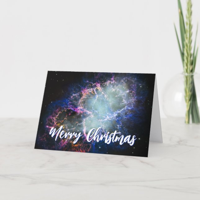Crab Nebula Merry Christmas Holiday Card (Front)