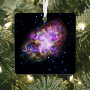 Crab Nebula Supernova Remnant Hubble Composite Metal Tree Decoration