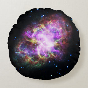 Crab Nebula Supernova Remnant Hubble Composite Round Cushion