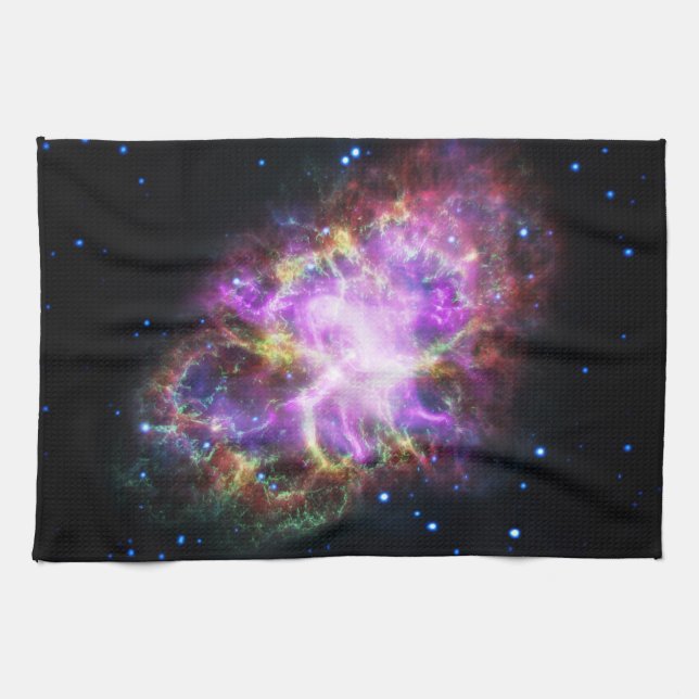 Crab Nebula Supernova Remnant Hubble Composite Tea Towel (Horizontal)