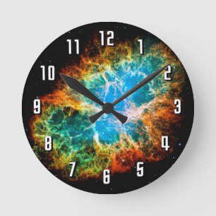 Crab Nebula Supernova Remnant Hubble Space Photo Round Clock