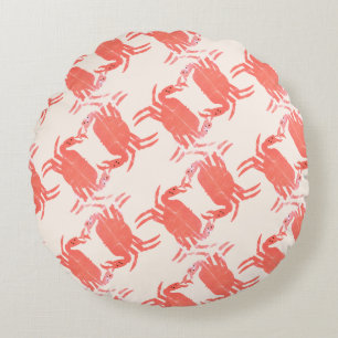 Crab Ocean Beach Sea Creature Pattern     Round Cushion