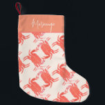 Crab Ocean Beach Sea Creature Pattern     Small Christmas Stocking<br><div class="desc">Cute Crab Print Design / Crustaceancore</div>