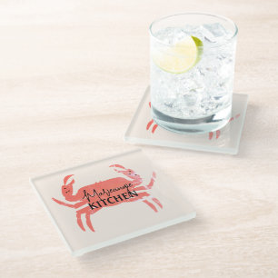 Crab Ocean Beach Sea Crustacean Glass Coaster