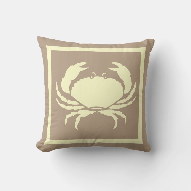 CRAB: off white cream  grey coloured Cushion (Front)