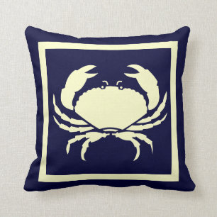 CRAB ,off white on navy pillow