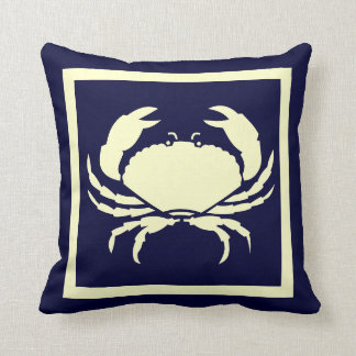 CRAB ,off white on  navy pillow