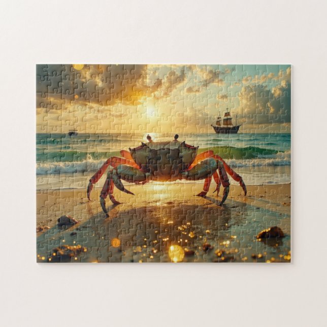 crab on the beach at sunset jigsaw puzzle (Horizontal)
